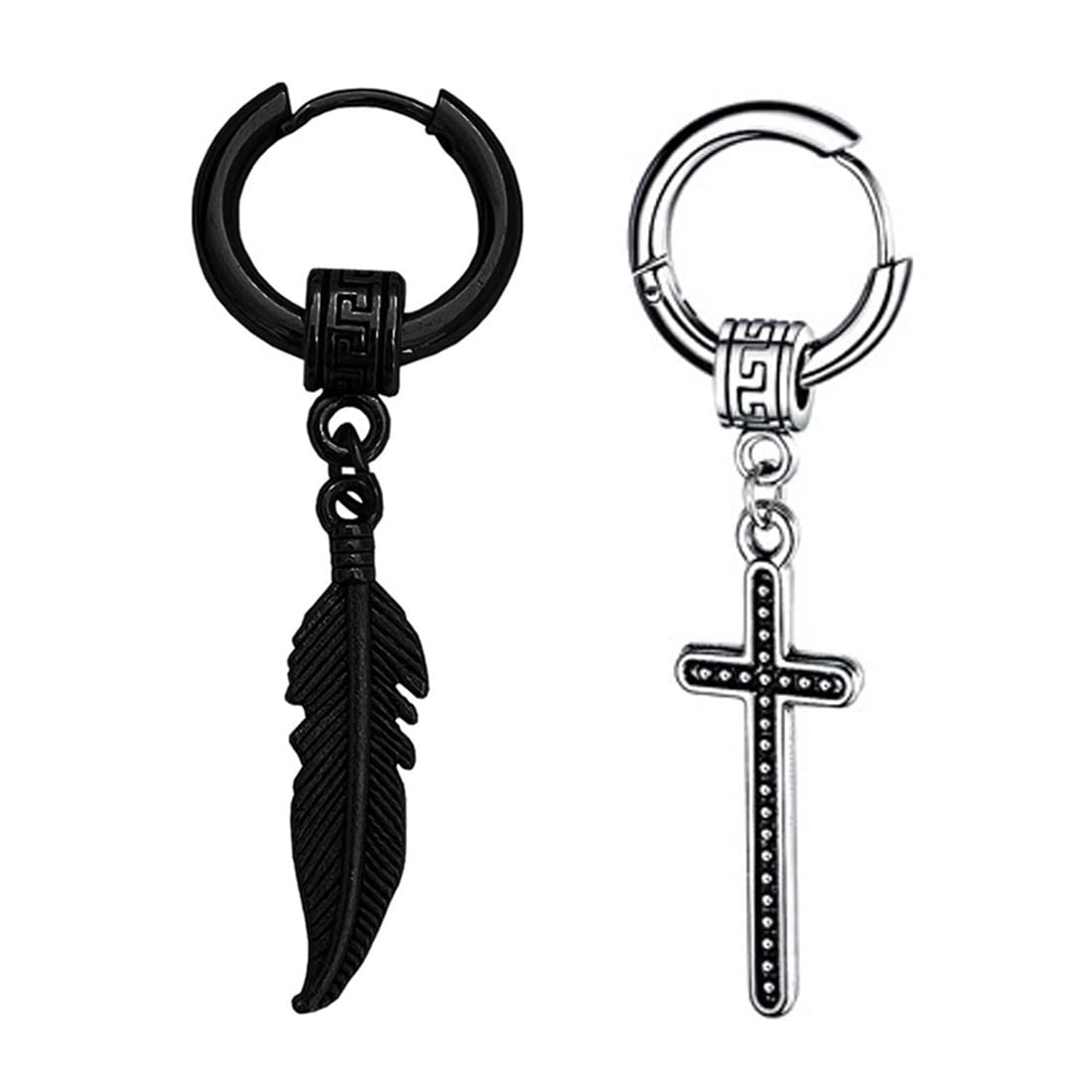 See full amazon price history chart for M Men Style Feather With Christ Jesus Cross Ear Stud Black And Silver Stainless Steel Hoop Earrings For Men And Women M Men Style Feather With Christ Jesus Cross Ear Stud Black And Silver Stainless Steel Hoop Earrings For Men And Women (B0B1B7S1YQ) Amazon Price History, Amazon Price Tracker
