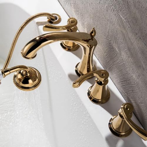 Ensemble de pommeau de douche et mitigeur marron ancien pour baignoire vintage