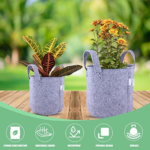 ORILEY Grow Bag Heavy Duty Geo Fabric Plant Pot with Sturdy Handles Lightweight Bags Ideal for Gardening Balcony Terrace (Grey, Round, 500 GSM 12 x 12 inch Pack of 2)