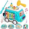 Fajiabao Juguetes Niños 1 Año - Regalo Bebe Niño Niña 1 Año Juguetes Montessori Coche para Bebe con Xilofono Infantil, Música y Luces Juego Pescar Peces Juegos Educativos Niños Niña 1 2 Años