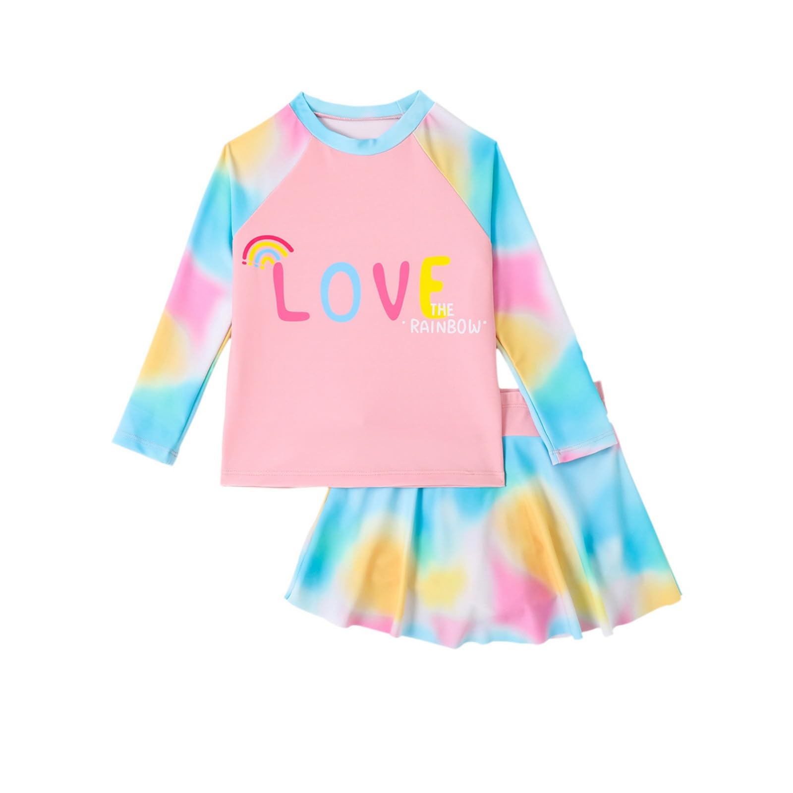 Generisch Traje de baño para mujer, de manga larga, con efecto Tie-Dye, top y pantalón de dos piezas