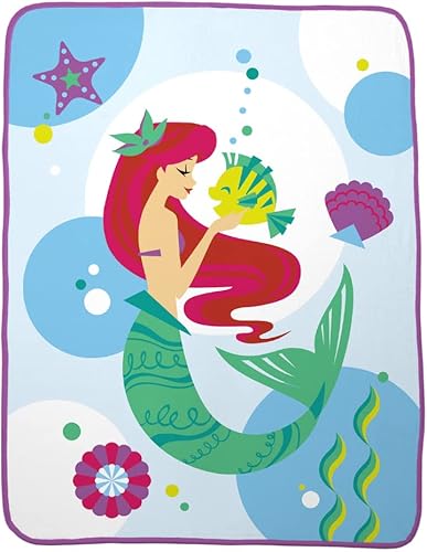Franco The Little Mermaid Ariel Kids Bedding - Manta de felpa suave con microraschel 46 x 60 pulgadas producto oficial de Disney