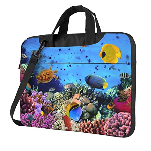 Bolso maletín para portátil con estampado de peces miniatura 1