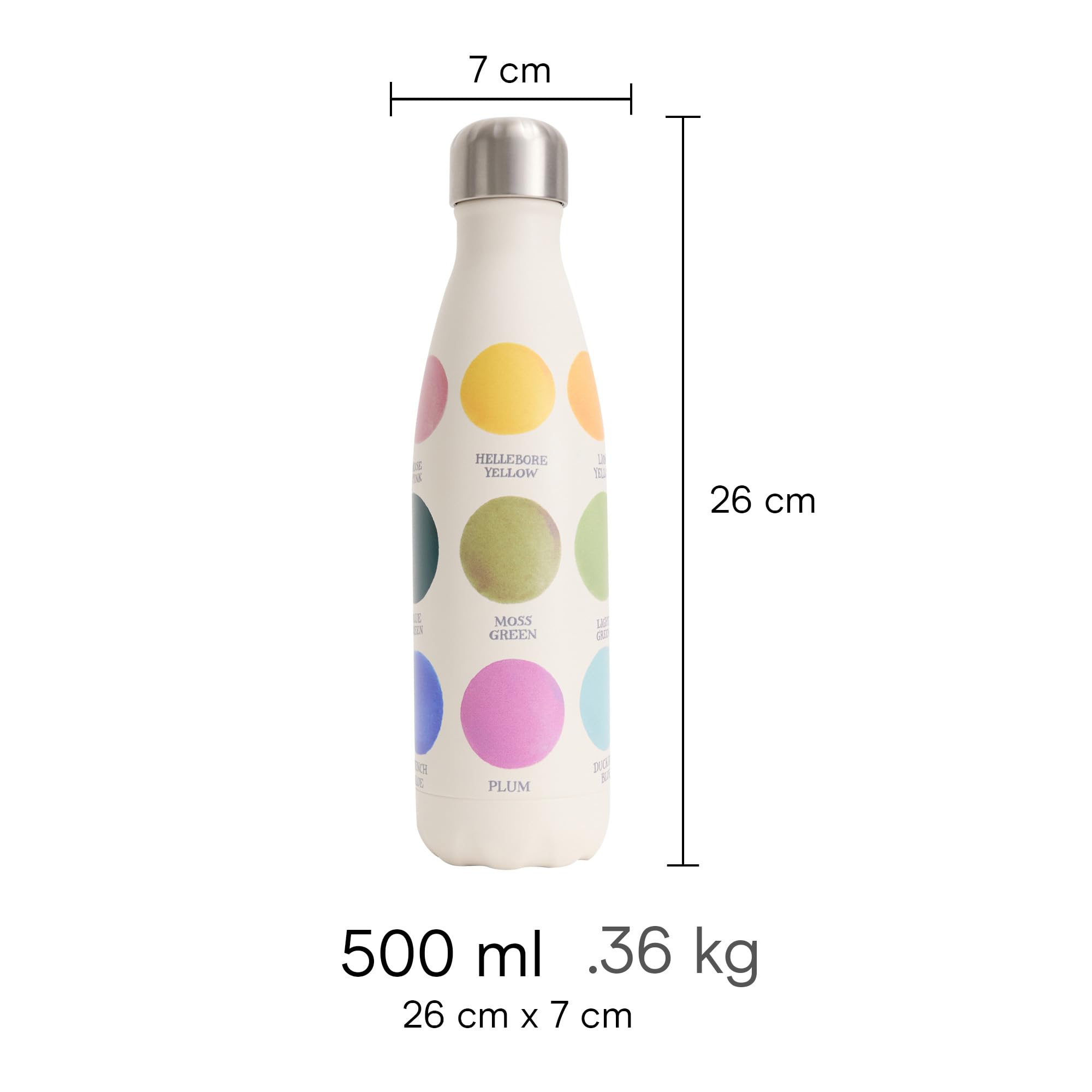 Chilly's Original Borraccia - Borraccia in Acciaio Inossidabile con Isolamento Sottovuoto, Riutilizzabile, per Bevande Calde e Fredde - A Prova di Perdite, Senza Condensa - Colour Palette, 500ml