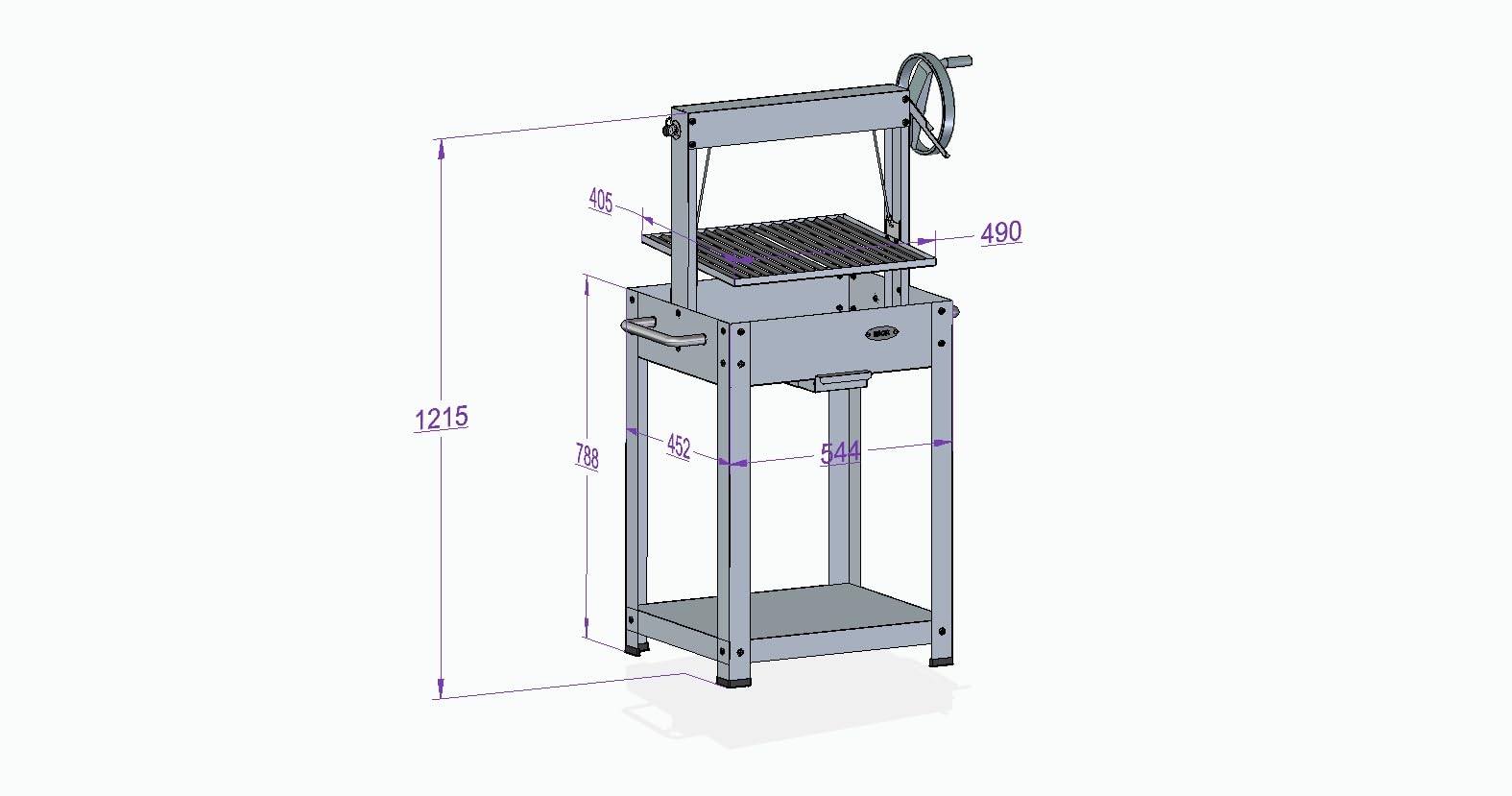 GMR FOR FIRE AND FUN Barbecue a Legna Argentino XL (50x40cm), con Mattone Refrattario, Barbecue Carbonella XL, Barbecue da Balcone, Cottura Carne Perfetta, Ruota in Alluminio