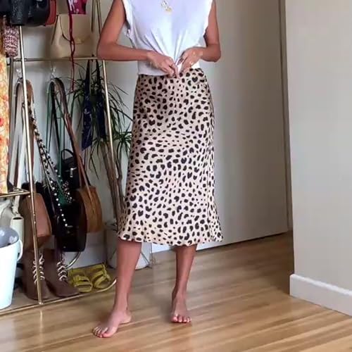 Women's Summer Midi Satin Skirt Dressy Casual High Waisted A Line Flowy Ruffle Elegant Party Skirts2