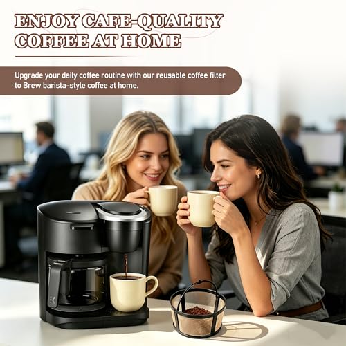 Image of Reusable Coffee Filter Basket for K-Duo - Compatible with Hot & Iced (Gen 2), Essentials & Brewers - Permanent Gold Mesh Carafe Basket for Ground Coffee