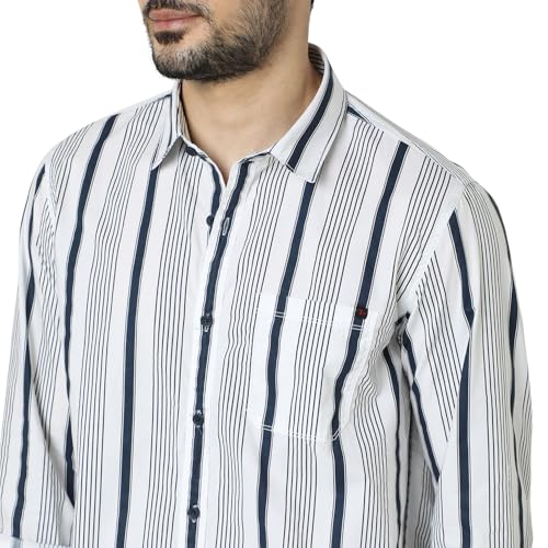 Image of Spykar Men's Relaxed Fit N /A Half Sleeve Striped Casual Shirts