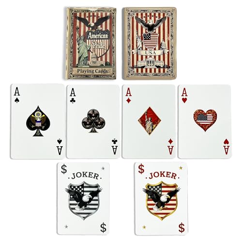 NIROZA American Pride Themed Playing Cards, Standard Index, Premium Plastic Waterproof Poker Cards Including Statue of Liberty, American Flag, Great...