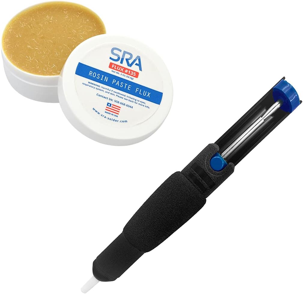 SRA Rosin Paste Flux #135 with a Desoldering Pump