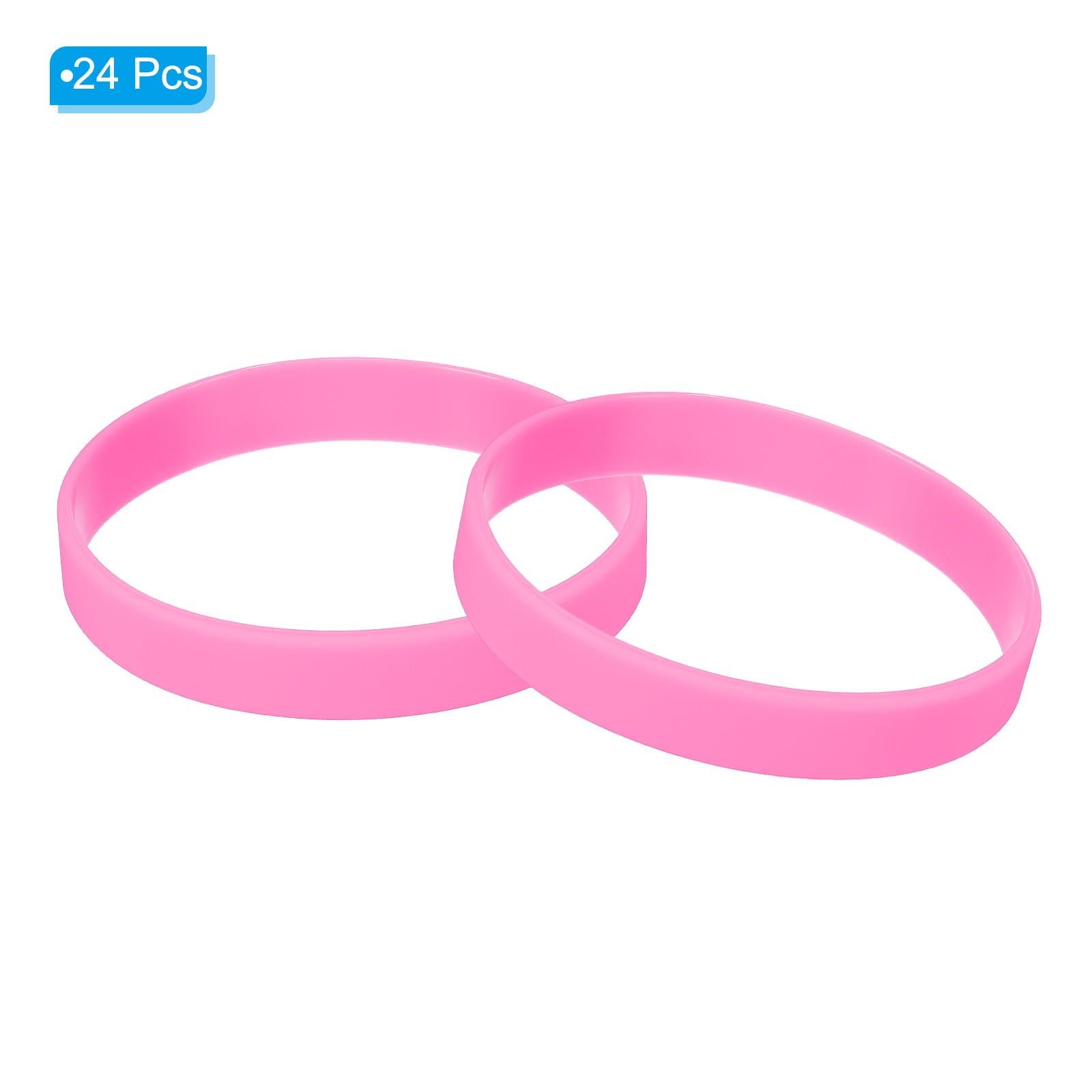 PATIKIL Silicone Bracelets, 24 Pack Colored Rubber Wristbands Blank Stretch Sports Bands for Adults Teen Sports Team Games Pink - Image 3