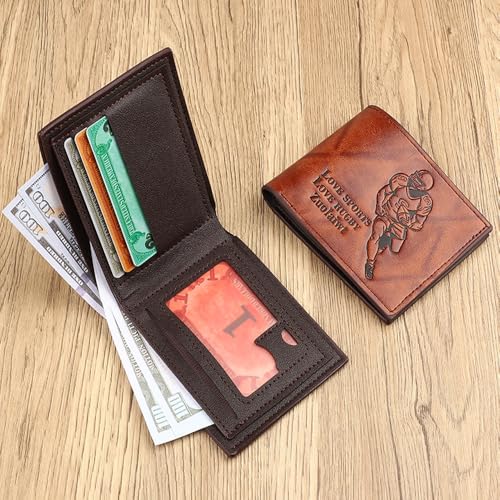 Mens Bifold Wallet Blocking Slim Minimalist Front Pocket - Thin & Stylish with ID Window 10（coffee）3