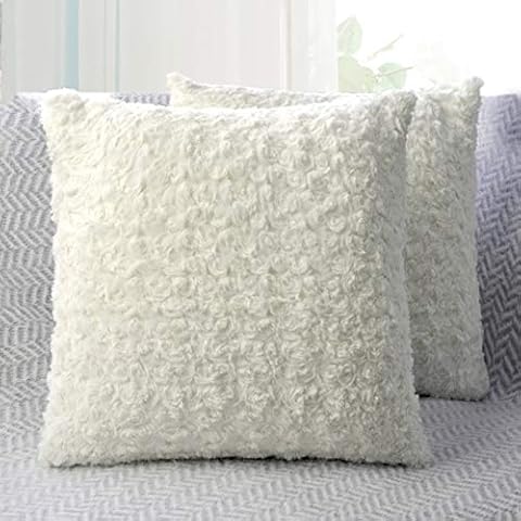 ZENSSIA Throw Pillow Cover, Pack of 2 Soft & Cozy 3D Rose Decorative Square Pillowcase, Plush Cushion Case Home Décor for Sofa, Couch and Bed Cover