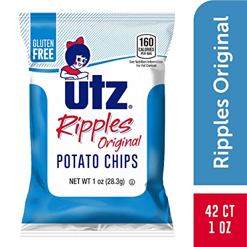 Utz Ripples Original Crispy Chips Made From Fresh Potatoes, 42 Count, Crunchy Individual Snacks To Go, Gluten Free Snacks #TOP1