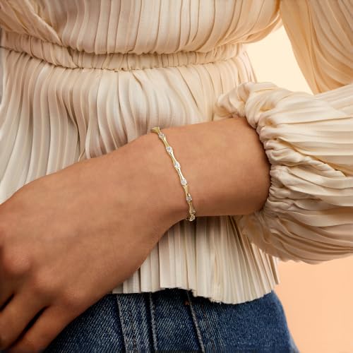 Image of Ross-Simons 0.10 ct. t.w. Diamond Station Bracelet in 18kt Gold Over Sterling