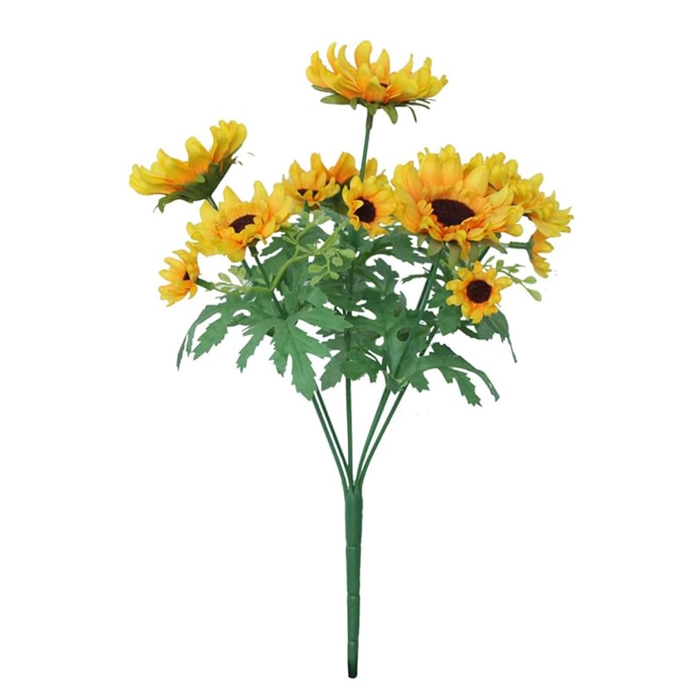 Amazon｜DIFEIUKI ひまわり 造花 花束 2本14頭 絹花 枯れない花