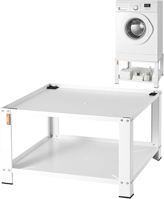 VEVOR YN-WM03 Laundry Pedestal with Storage Shelf 28" Lx28 Wx16 H, Washer and Dryer Stand Universal Platform, Fit 660lbs Capacity, Heavy Duty Steel Multi-Functional Base for Washing Machine, White