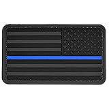 LIVABIT PVC Rubber 3D Morale Patch MP-52 Tactical Airsoft Paintball Black USA Flag Reverse Thin Blue Line Police