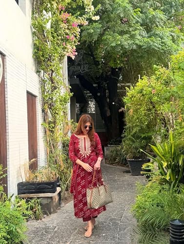 Image of ANNI Designer | Rayon Straight Printed Kurta with Pant & Dupatta | Kurta Set for Women | Cotton Kurti Set with Dupatta | Stylish Ethnic Suit Set Kurta Set