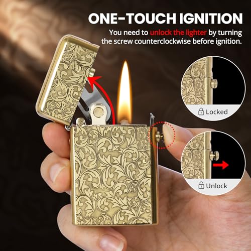 Encendedor de bolsillo vintage SOMGEM cobre clásico recargable miniatura 2