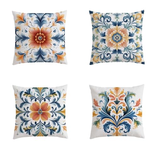 Housse de coussin 80x80cm fleurs avec fermeture eclair invisible pour bannir l'inconfort - 2