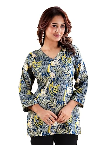 Image of Women's Short Kurti in TopsTunic Rayon Cotton Blend | Ladies Ethnic Tunic