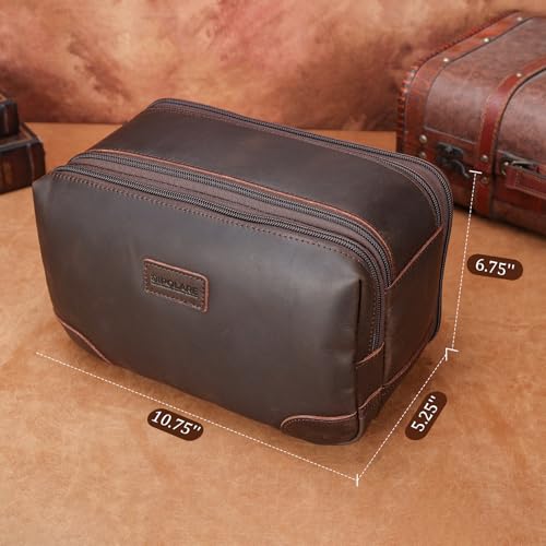Polare Full Grain Leather Travel Toiletry Bag Dopp Kit Large Cosmetic Travel Case Shaving Kit Wash with YKK Zippers3