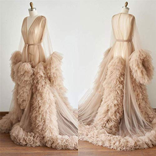 Kelaixiang Tulle Robe Long Lingerie Bridal Dressing Gown Puffy Nightgown Photoshoot #TOP2