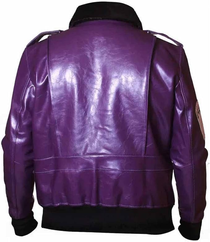 Henchmen Goon Purple Bomber Joker Jacket with Faux Fur Collar4