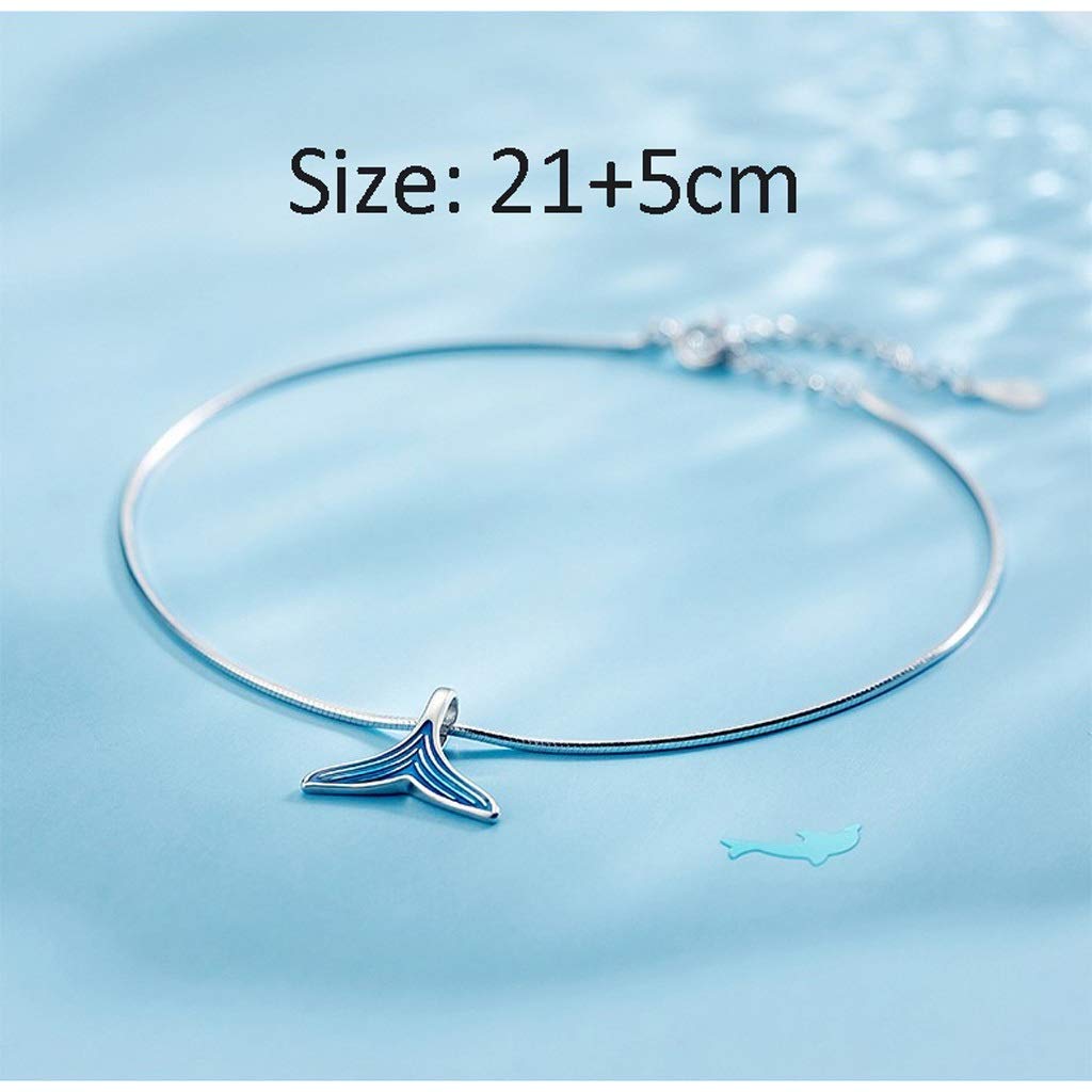 LNNSHX Bracciali Cavigliera da Spiaggia da Donna Cavigliera a Coda di Sirena Blu Adatta per Ragazze Adolescenti Bracciale in Argento Sterling 925 con cavigliera per Gioielli Gioielli squisiti Regalo