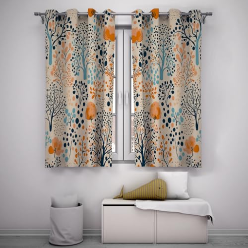 Rideaux botaniques milieu du siècle salon polyester 2 panneaux 140x200cm - 3