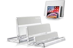 3-Slot Vertical Laptop Holder: Acrylic Stand for Space-Saving