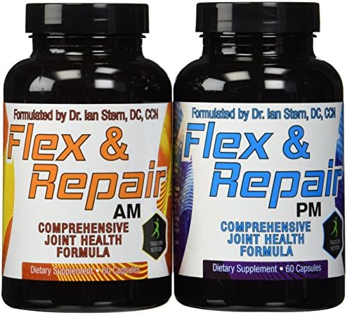 Flex and Repair AM/PM- All Natural 2 Bottle Vegan Joint Supplement Health System- Daily 1500 Mg of Vegetarian Glucosamine- 200 Mg of Hyaluronic Acid- Boswellia Extract- Mumiyo- Plus Green Tea Extract in the AM and Rhodiola Extract in the PM- Vegan Safe- Great for Joint and Muscle Pain and Inflammation