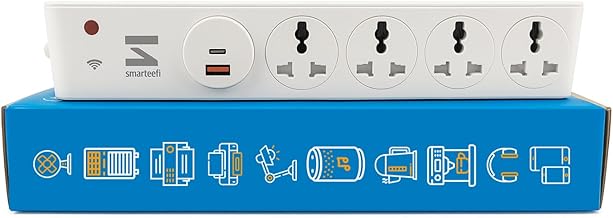 Smarteefi WiFi Smart Power Extension | 5 Port (18W PD Charger USB-A & USB-C + 4 Socket) | 10A | Energy Monitoring | Scheduling | Countdown Timer | Compatible with Alexa & Google Home (SE51-USB)