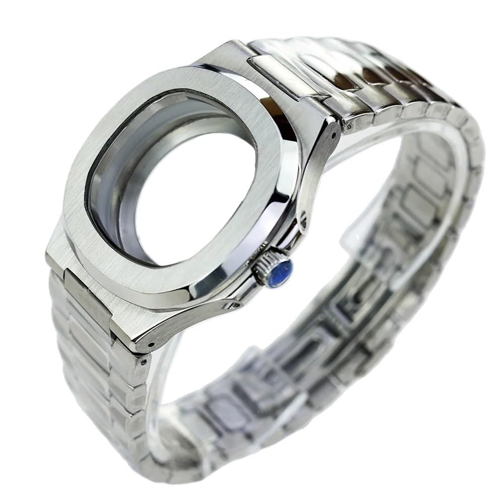 1 Stück Uhrengehäuse, Edelstahlarmband, 30,5 mm Zifferblatt, Saphirglas, durchsichtige Rückseite