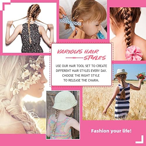 Topsy Tail Hair Tool, MORGLES French Braid Loop Tool Pink with Rat tail comb