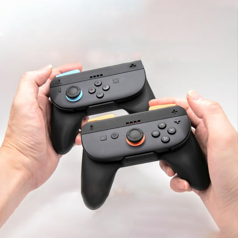 Action Pro Controller Grip Handle Compatible with Switch 2 Joy-Con 2 Controllers | Ergonomic 3D Printed Grip | 2 Pack | Black-image-47