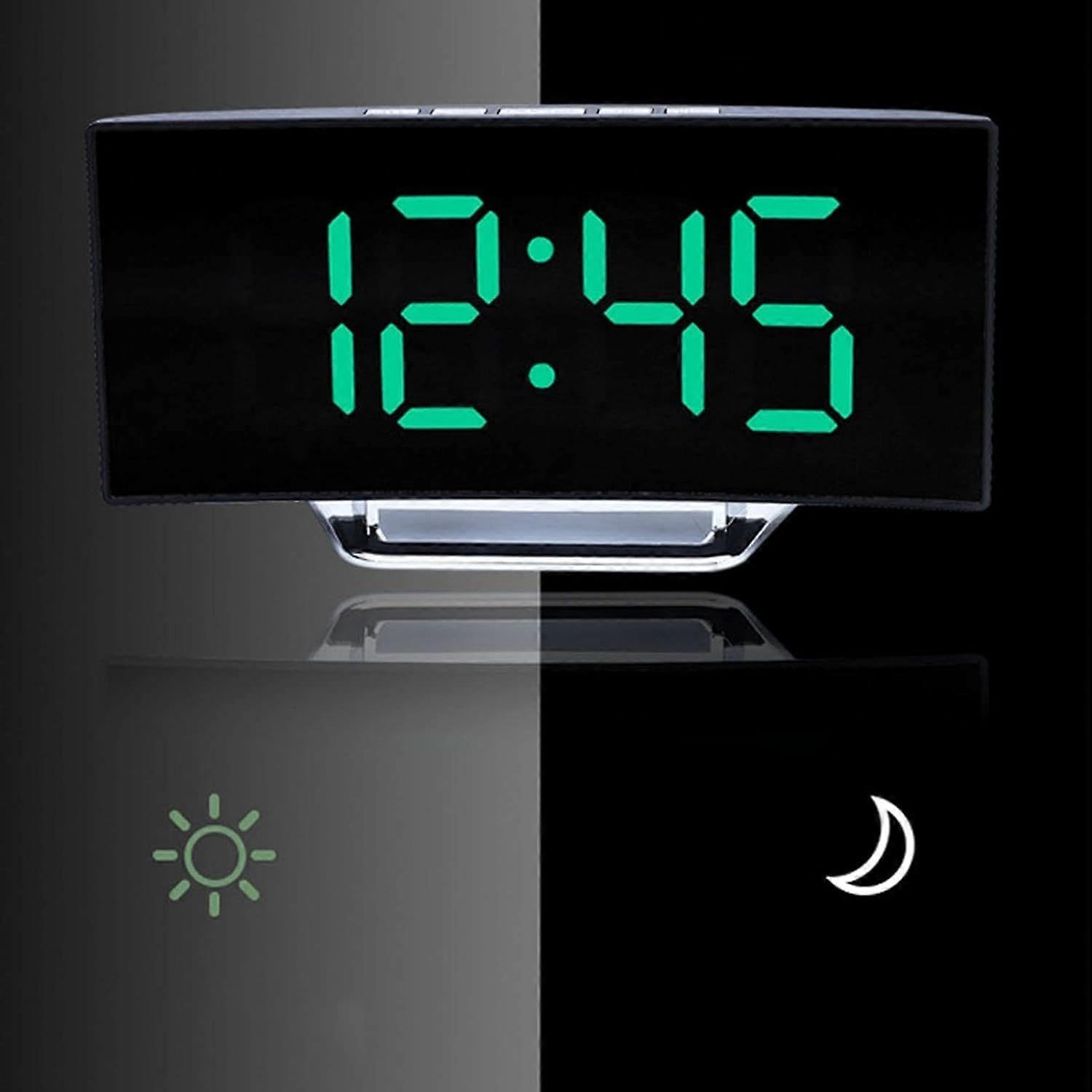 Spiegeluhr LED-Bildschirm Display Multifunktions-Digitalwecker Spiegel Zwei