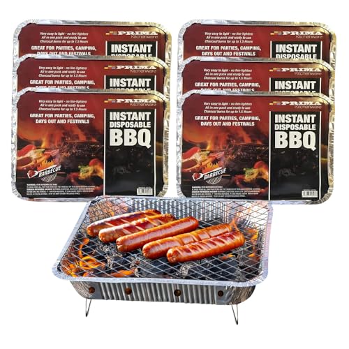 Set Of 6 Disposable Bbq Instant Grill Charcoal - Disposable Outdoor Camping Summer | Ideal for Garden BBQ Camping Outdoor Party Picnics - Quick & Easy To Use