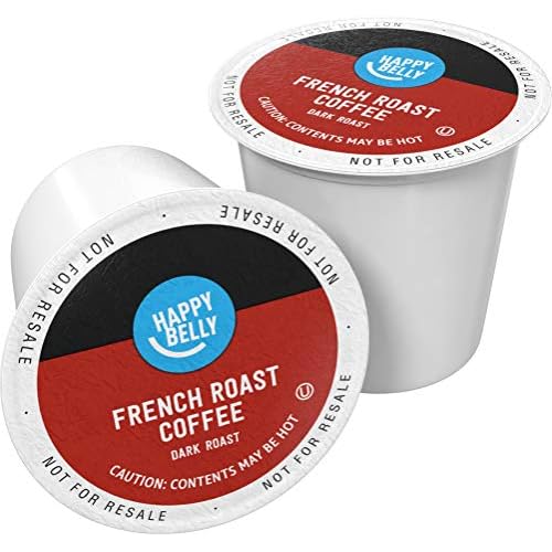 Amazon Brand – Happy Belly Dark Roast Coffee Pods, French Roast, Compatible with Keurig 2.0 K-Cup Brewers, 100 Count