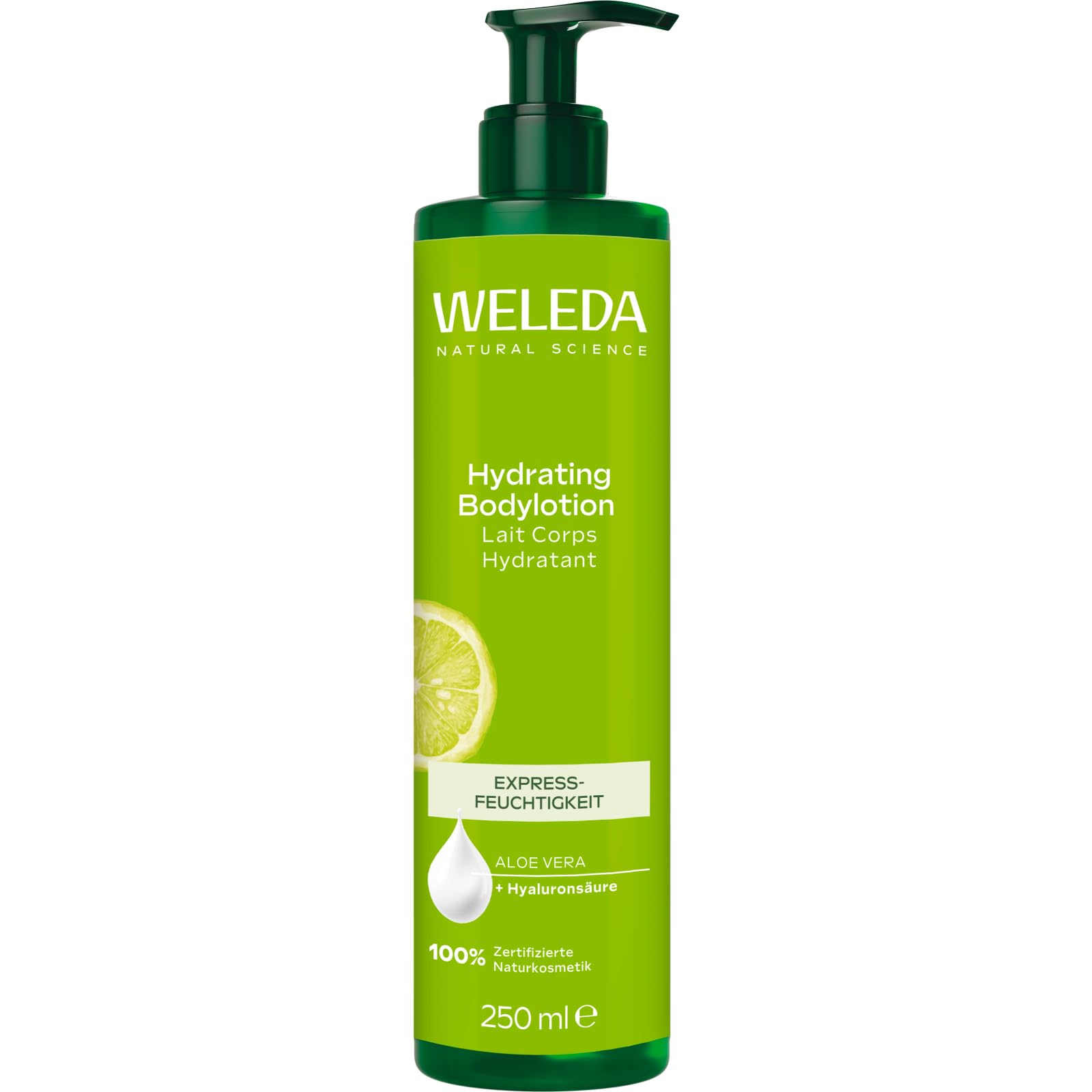WELEDA Bio Hydrating Bodylotion - Naturkosmetik Citrus Körperpflege Lotion mit Aloe Vera Gel & Kokosöl spendet der Haut Feuchtigkeit. Natürliche Körperlotion zur Pflege aller Hauttypen (vegan, 250ml)