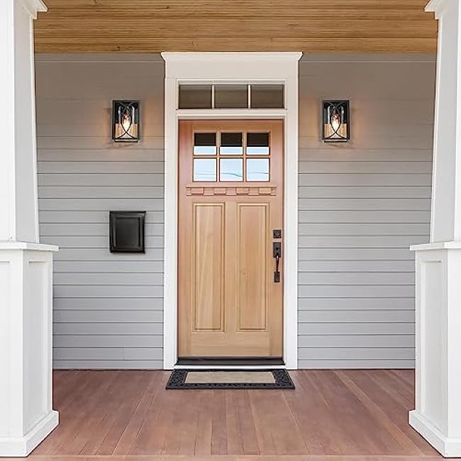 Farmhouse Outdoor Porch Lights, Exterior Waterproof Wall Sconce Light Fixture, Anti-Rust Black Wall Mount Lighting with Clear Glass Shade for Front Door, Entry, Porch, Patio, and Gazebo