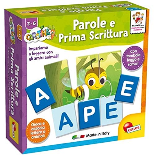 Lisciani Giochi - Carotina de Cuadros, Palabras, Primera Escritura, Juego Educativo Preescolar, Multicolor, 87518