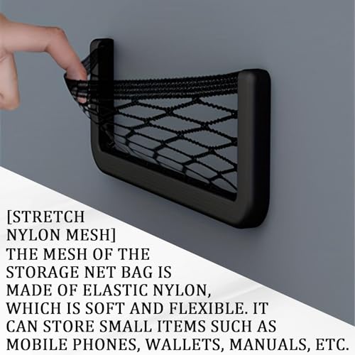 Tobenbone 2PCS Car Cargo Storage Net, ABS Self-Adhesive Multifunctional Car Storage Organizer Net, Car Storage Net Phone Holder Pocket, Universal for Most Vehicle Interior (7.8In x 3.14In) - Thumbnail 3