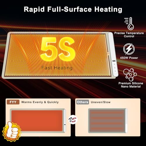 Image of FYY Extra Large Warming Mat for Food - Rapid and Full Surface Heating, 6 Temp Settings, 6H Timer, Rollable Portable Food Warming Mat for Gatherings, Parties, Keep Meal Warm (XX Large Size, Khaki)