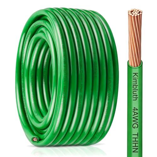 THHN Wire 4 Gauge 25 FT Stranded Copper Wire, Green