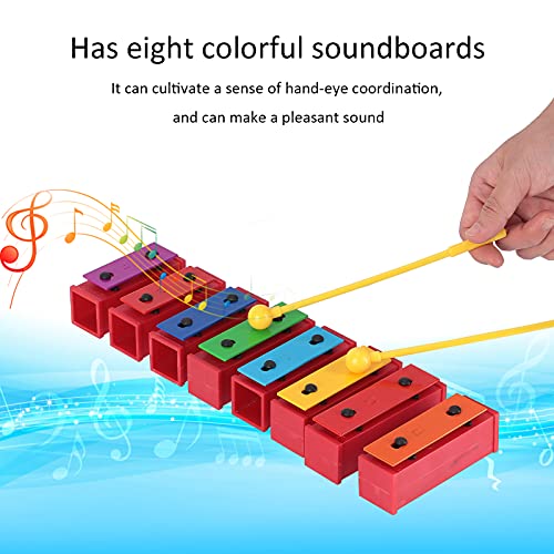 Glockenspiel infantil, xilofone de 8 notas, som agradável, profissional, com 2 baquetas para criança