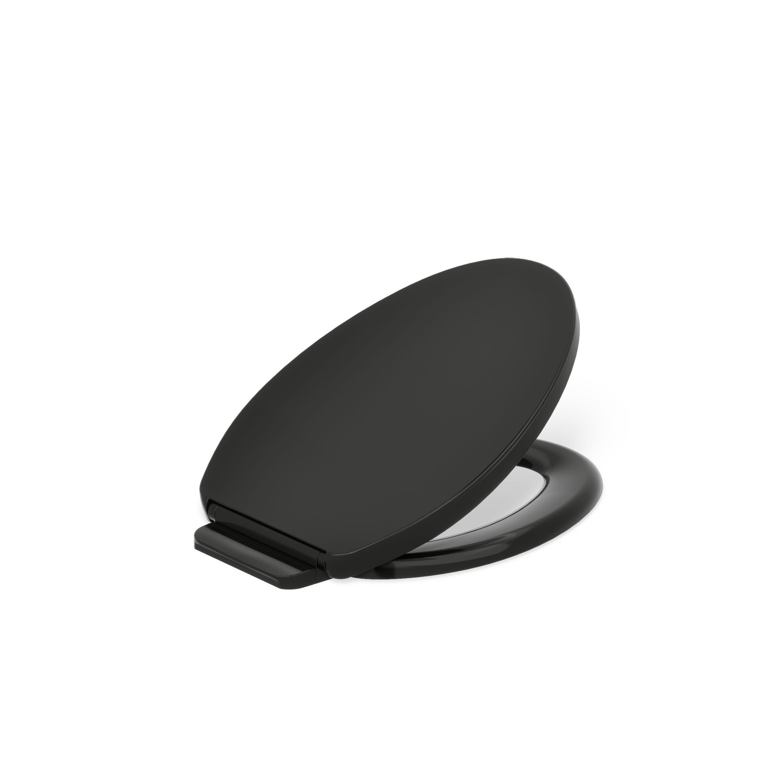 Kohler Black/Black 26801-7 Impro Readylatch Quiet-Close Elongated Toilet Seat,