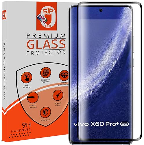 Image of STP FEEL Advanced Full Glue Tempered Glass Protector For Vivo X60 Pro Plus | Full Screen Coverage (except edges) Screen Protector Guard Protector, Pack of 1