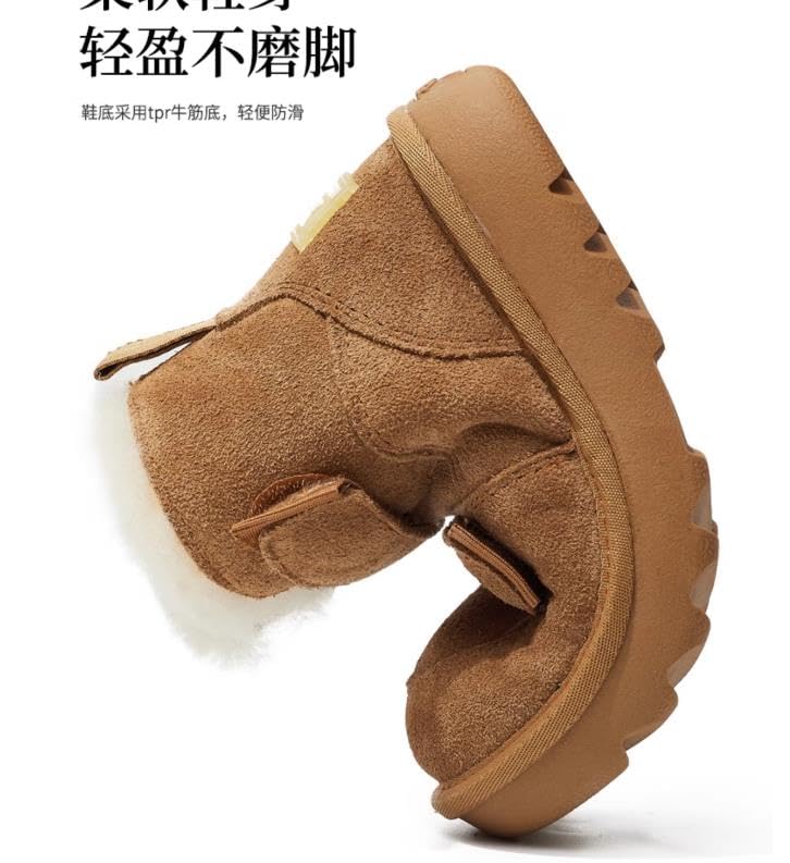 Kids Girls Boys Snow Boots artificial Suede Warm Faux Fur Lined Slip-on Ankle Boots Comfortable Anti-slip Outdoor Short Booties3